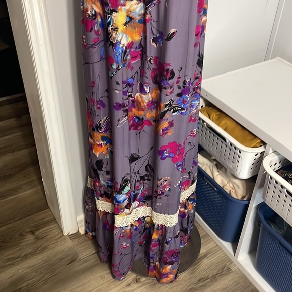 Umgee Maxi Purple Floral Dress Size S - Picture 5 of 8